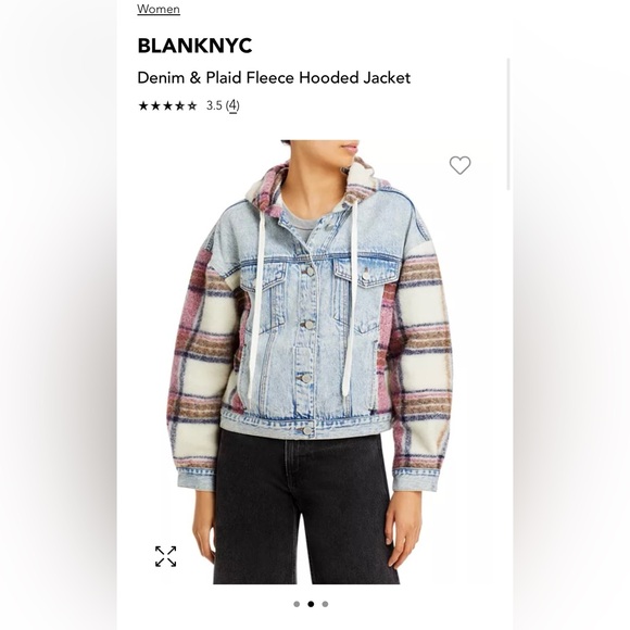 BLANKNYC Blank NYC Denim & Plaid Fleece / Flannel Hooded Jacket Size Large - Picture 11 of 12